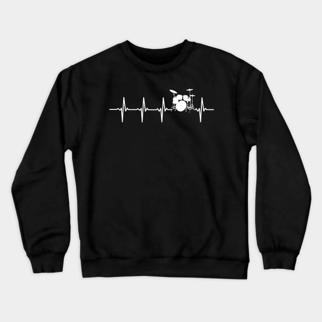 Drummer Heartbeat Gift For Drummers & Percussionists Crewneck Sweatshirt by OceanRadar